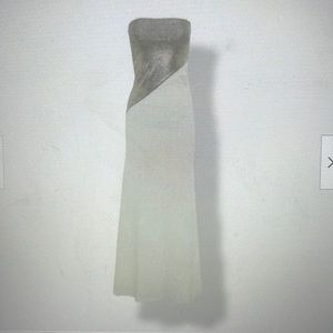 Two tone asymmetric line dress - silver & white